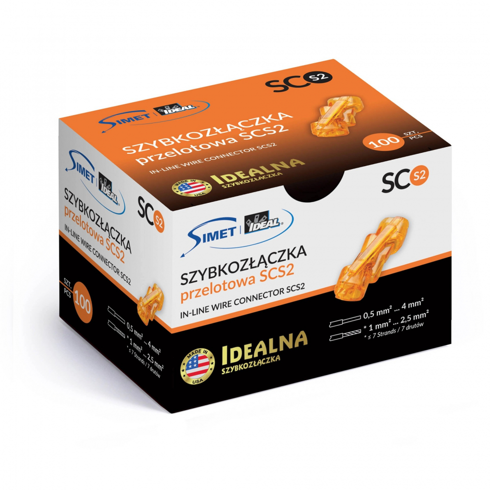 SIMET - SZYBKOZŁĄCZKA SCS2 PRZELOTOWA DO DRUTÓW 0.5 - 4 mm2