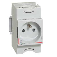 LEGRAND - GNIAZDO POJEDYNCZE Z UZIEMIENIEM 2P+Z Z PRZESŁONAMI MODUŁOWE NA SZYNĘ 10/16A 250V G380 - 004280