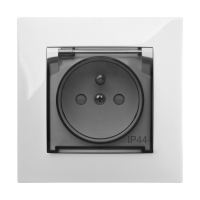 ELEKTRO-PLAST NASIELSK - GNIAZDO PODWÓJNE Z UZIEMIENIEM IP44 Z PRZESŁONAMI TORÓW PRĄDOWYCH MODUŁ BIAŁE +TRA CARLA - 1766-10