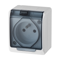 ELEKTRO-PLAST NASIELSK - GNIAZDO POJEDYŃCZE Z UZIEMIENIEM HERMETYCZNE NATYNKOWE 16A 2P+Z 250V IP44 KLAPKA DYMIONA BIAŁY HERMES - 0321-01