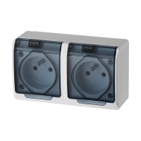 ELEKTRO-PLAST NASIELSK - GNIAZDO PODWÓJNE Z UZIEMIENIEM HERMETYCZNE NATYNKOWE 16A 2x2P+Z 250V IP44 KLAPKA DYMIONA BIAŁY HERMES - 0322-01