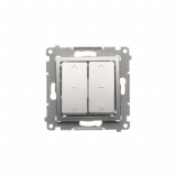KONTAKT SIMON - Łącznik roletowy podwójny (moduł) 10A, 250V~, szybkozłącza. W komplecie z pierścieniem dekoracyjnym; srebrny mat - DZW2.01/43