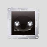 KONTAKT SIMON - Gniazdo TV-DATA. Dwa porty wyjściowe typu "F" (moduł). Częstotliwość dla wejścia 5-1000 MHz; antracyt - DAD1.01/48