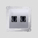 KONTAKT SIMON - Gniazdo HDMI podwójne (moduł); srebrny mat - DGHDMI2.01/43