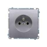 KONTAKT SIMON - Gniazdo wtyczkowe pojedyncze z uziemieniem (moduł) 16A, 250V~ z przesłonami torów prądowych, szybkozłącza; stal inox - BMGZ1CZ.01/21