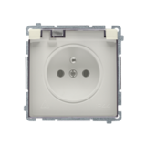 KONTAKT SIMON - GNIAZDO POJEDYNCZE Z UZIEMIENIEM 2P+Z KLAPKA DYMNA ZACISKI ŚRUBOWE 16A 250V IP44 BEŻOWY BASIC - BMGZ1B.01/12A
