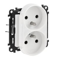 LEGRAND - GNIAZDO PODWÓJNE Z UZIEMIENIEM 2X2P+Z Z PRZESŁONAMI ZACISKI AUTOMATYCZNE 16A 250V IP20 BIAŁY VALENA LIFE - 753190