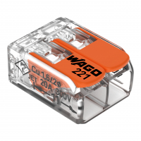 WAGO - SZYBKOZŁĄCZKA 2X0,2-4MM2 Z DZWIGNIAMI UNIWERSALNA COMPACT TRANSPARENTNA WAGO - 221-412