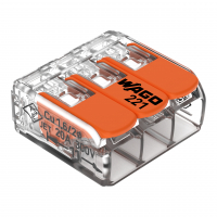 WAGO - SZYBKOZŁĄCZKA 3X0,2-4MM2 Z DZWIGNIAMI UNIWERSALNA COMPACT TRANSPARENTNA WAGO - 221-413
