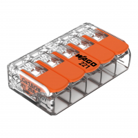 WAGO - SZYBKOZŁĄCZKA 5X0,2-4MM2 Z DZWIGNIAMI UNIWERSALNA COMPACT TRANSPARENTNA WAGO - 221-415