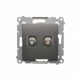 KONTAKT SIMON - Gniazdo antenowe typu "F" podwójne (moduł). Do instalacji indywidualnych; antracyt - DASF2.01/48