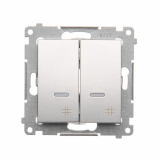 KONTAKT SIMON - Łącznik krzyżowy podwójny z podświetleniem (moduł) 10AX, 250V~, szybkozłącza; srebrny mat - DW7/2L.01/43