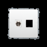 KONTAKT SIMON - Gniazdo antenowe typu "F" + RJ45 kat.6 (moduł); biały - BMAFRJ45.01/11