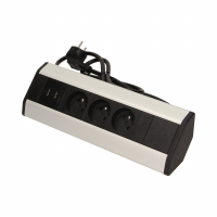 ORNO - Gniazdo meblowe z ładowarką USB i przewodem 1,8m, 3x2P+Z, 2xUSB (typ A, 2,1A) - OR-AE-1360