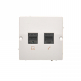 KONTAKT SIMON - Gniazdo komputerowe RJ45 kat.5e + telefoniczne RJ12 (moduł). Montaż gniazda na wkręty do puszki; biały - BM5T.02/11