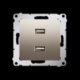 KONTAKT SIMON - Ładowarka 2 x USB (moduł), 2.1 A, 5V DC, 230V; złoty mat - DC2USB.01/44