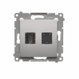 KONTAKT SIMON - GNIAZDO HDMI + KOMPUTEROWE RJ45 KAT. 6 SREBRNY MAT SIMON 54 - DGHRJ45.01/43