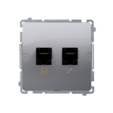 KONTAKT SIMON - Gniazdo komputerowe RJ45 kat.5e + telefoniczne RJ11 (moduł). Montaż gniazda na wkręty do puszki; stal inox - BMF5T.02/21