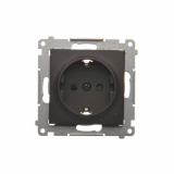KONTAKT SIMON - Gniazdo Schuko z przesłonami (moduł) 16A, 250V~, szybkozłącza; brąz mat - DGSz1CZ.01/46