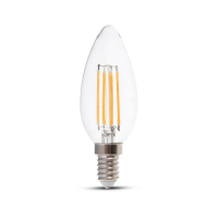 V-TAC - VT-254 4W C35 Żarówka LED Filament / Klosz Transparentny / Chip SAMSUNG / Barwa:2700K / Trzonek:E14 - 272