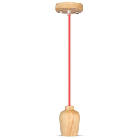 V-TAC - VT-7778 Lampa wisząca / Drewno / Czerwony przewód - 3723