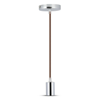 V-TAC -  Lampa wisząca / oprawka chrom + przewód Brązowy - 3784