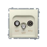 KONTAKT SIMON - Gniazdo antenowe satelitarne podwójne końcowe SAT-SAT-RTV, (moduł). 2xwejście: SAT: 5–2400 MHz, RTV: 5–862 MHz; beż - BMZAR+SAT3.1-P2.01/12