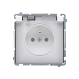 KONTAKT SIMON - GNIAZDO POJEDYNCZE Z UZIEMIENIEM 2P+Z KLAPKĄ DYMNĄ Z PRZESŁONAMI ZACISKI ŚRUBOWE 16A 250V IP44 BIAŁY BASIC - BMGZ1BZ.01/11A