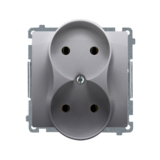KONTAKT SIMON - Gniazdo wtyczkowe podwójne bez uziemienia (moduł), ?16A, 250V~, zaciski śrubowe; stal inox - BMG2M.01/21