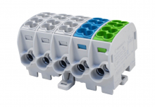SIMET - BLOK ROZDZIELCZY ODGAŁĘŹNY SCB 25-5X AL/CU 80150 SIMBLOCK SZARY/NIEBIESKI/ZIELONY - 81500020