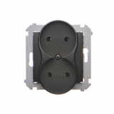 KONTAKT SIMON - Gniazdo wtyczkowe bez uziemienia z przesłonami podwójne (moduł) 16A, 250V~, zaciski śrubowe; czarny *Do ramek S54 PREMIUM - DG2MZ.01/49