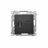 KONTAKT SIMON - Gniazdo HDMI + RJ45 kat.6. (moduł); czarny - DGHRJ45.01/49