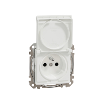 SCHNEIDER ELECTRIC - GNIAZDO POJEDYŃCZE Z UZIEMIENIEM 2P+Z KLAPKA IP44 BIAŁY SEDNA DESIGN - SDD211013