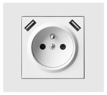 ELEKTRO-PLAST NASIELSK - VESTRA Gniazdo podtynkowe 2P+Z + 2xUSB zasilające, bez ramki, kolor biały. - 3888-10