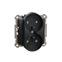 SCHNEIDER ELECTRIC - GNIAZDO PODWÓJNE Z UZIEMIENIEM 2X2P+Z Z PRZESŁONAMI ZACISKI AUTOMATYCZNE CZARNY ANTRACYT SEDNA DESIGN - SDD114275