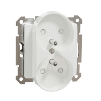 SCHNEIDER ELECTRIC - GNIAZDO PODWÓJNE Z UZIEMIENIEM 2X2P+Z Z PRZESŁONAMI DO RAMEK ELEMENTS BIAŁY SEDNA DESIGN - SDD111271