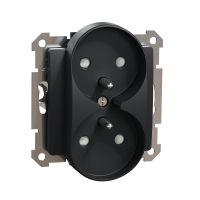 SCHNEIDER ELECTRIC - Gniazdo 2x2P+PE z przesłonami do systemu ramkowego (do ramek Elements), czarny antracyt Sedna Design - SDD114271
