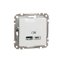 SCHNEIDER ELECTRIC - ŁADOWARKA USB TYP A + TYP C 2.4A/2.1A ZACISKI ŚRUBOWE BIAŁY SEDNA DESIGN - SDD111402