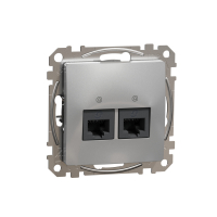 SCHNEIDER ELECTRIC - Gniazdo komputerowe 2xRJ45 kat.6 UTP, srebrne aluminium Sedna Design - SDD113462
