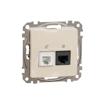 SCHNEIDER ELECTRIC - Sedna Design, Gniazdo komputerowo-telefoniczne (RJ45 kat.6 UTP + RJ11), beżowy - SDD112468