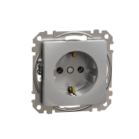 SCHNEIDER ELECTRIC - Sedna Design, Gniazdo schuko, srebrne aluminium - SDD113025