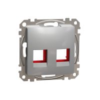 SCHNEIDER ELECTRIC - Sedna Design, Płytka centralna 2xRJ45 do wkładów 5e-6 UTP KRONE, srebrne aluminium - SDD113441C