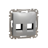 SCHNEIDER ELECTRIC - Sedna Design, Płytka centralna 2xRJ45 do wkładów 5e-6 UTP KELINE, AMP, MOLEX, srebrne aluminium - SDD113444C