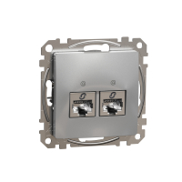 SCHNEIDER ELECTRIC - Sedna Design, Gniazdo komputerowe 2xRJ45 kat.6 STP, srebrne aluminium - SDD113462S