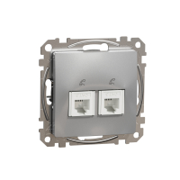SCHNEIDER ELECTRIC - Sedna Design, Gniazdo telefoniczne 2xRJ11, srebrne aluminium - SDD113492