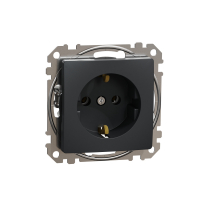 SCHNEIDER ELECTRIC - GNIAZDO POJEDYNCZE Z UZIEMIENIEM SCHUKO CZARNY ANTRACYT SEDNA DESIGN - SDD114025