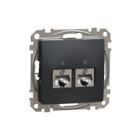 SCHNEIDER ELECTRIC - Sedna Design, Gniazdo komputerowe 2xRJ45 kat.6 STP, czarny antracyt - SDD114462S
