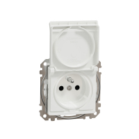 SCHNEIDER ELECTRIC - Sedna Design, Gniazdo 2P+PE z przesłonami IP44 (zaciski bezgwintowe), białe - SDD211014