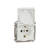 SCHNEIDER ELECTRIC - GNIAZDO POJEDYNCZE Z UZIEMIENIEM SCHUKO Z PRZESŁONAMI IP44 BIAŁE SEDNA DESIGN - SDD211023
