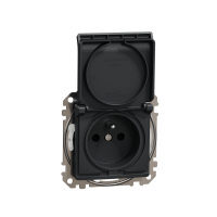 SCHNEIDER ELECTRIC - GNIAZDO POJEDYNCZE BRYZGOSZCZELNE Z KLAPKĄ 2P+Z IP44 ZŁĄCZA AUTOMATYCZNE CZARNYANTRACYT SEDNA DESIGN - SDD214014